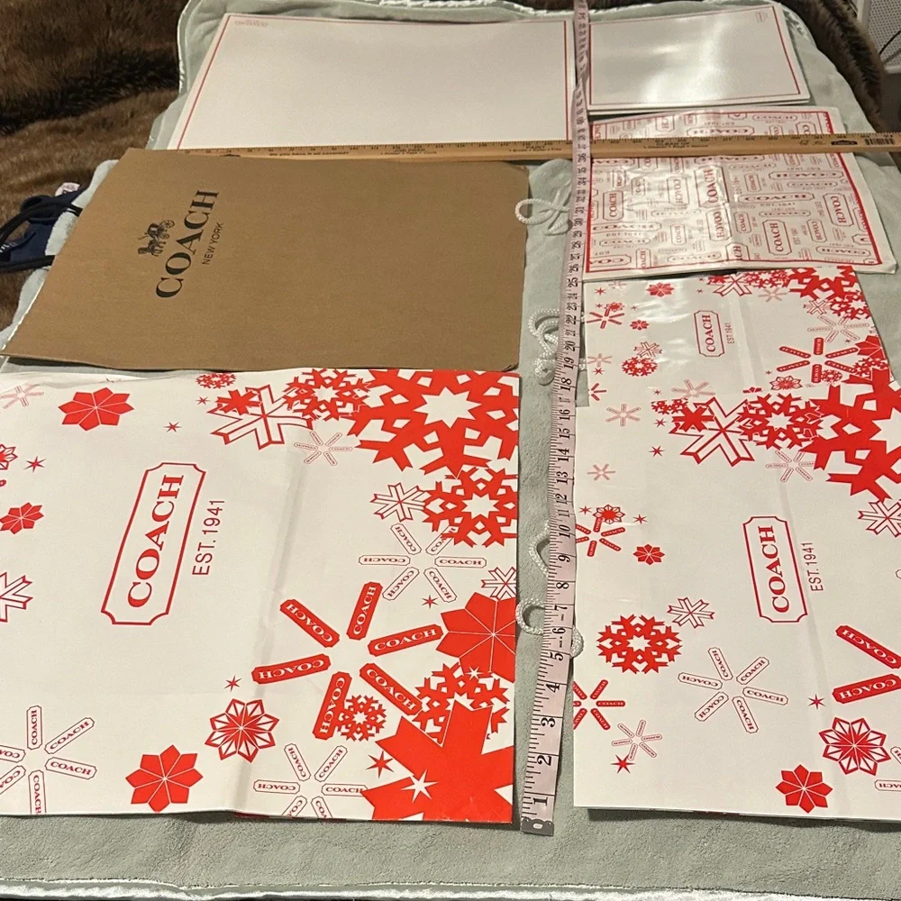 5 Coach Red Gift Bags & 2 Gift Boxes